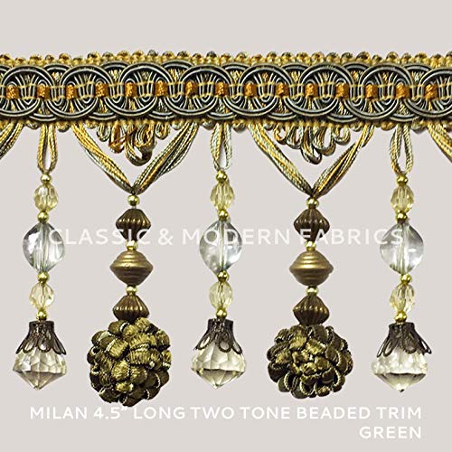 Freer Nomad 3 Yards Milan 4 12Inch Two Tone Beaded Tassel Ball Fringe Trim For Home Decor (Green) #TOP2