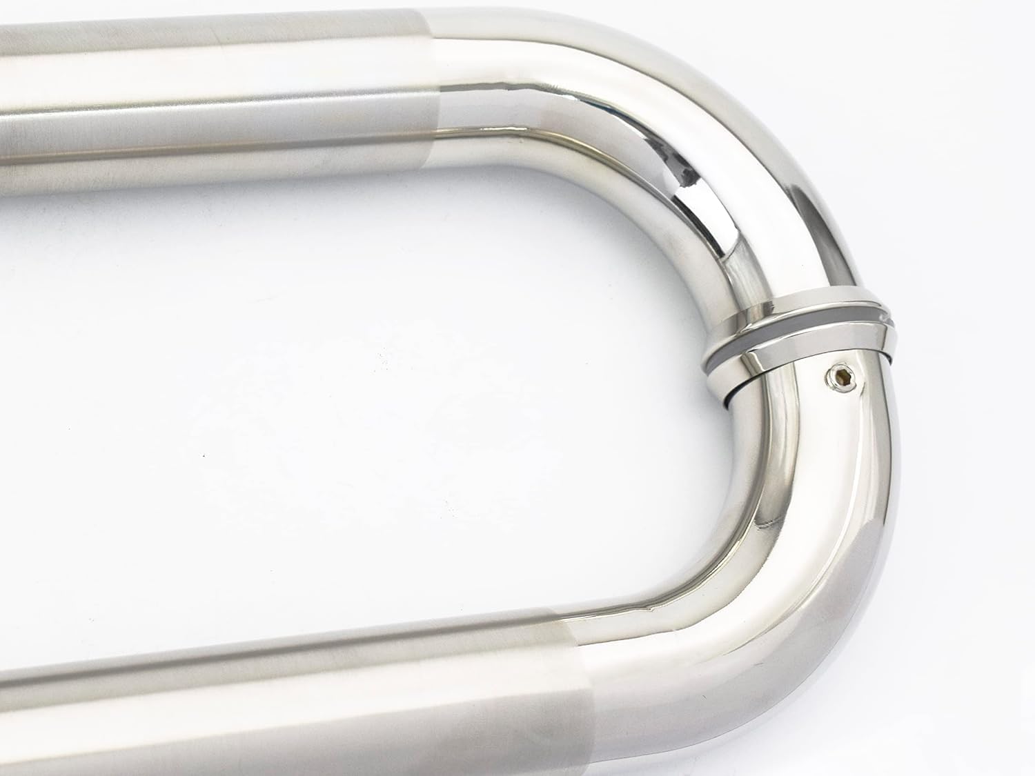 SARNESHWERAM Indian Stainless Steel Heavy Glas to Glas Door Lock - No Drilling Lock for 10mM-12mm& Glas Handle Stainless Steel D Shape Glas Door Pipe Pull Handle Size10 INCH Handle 3