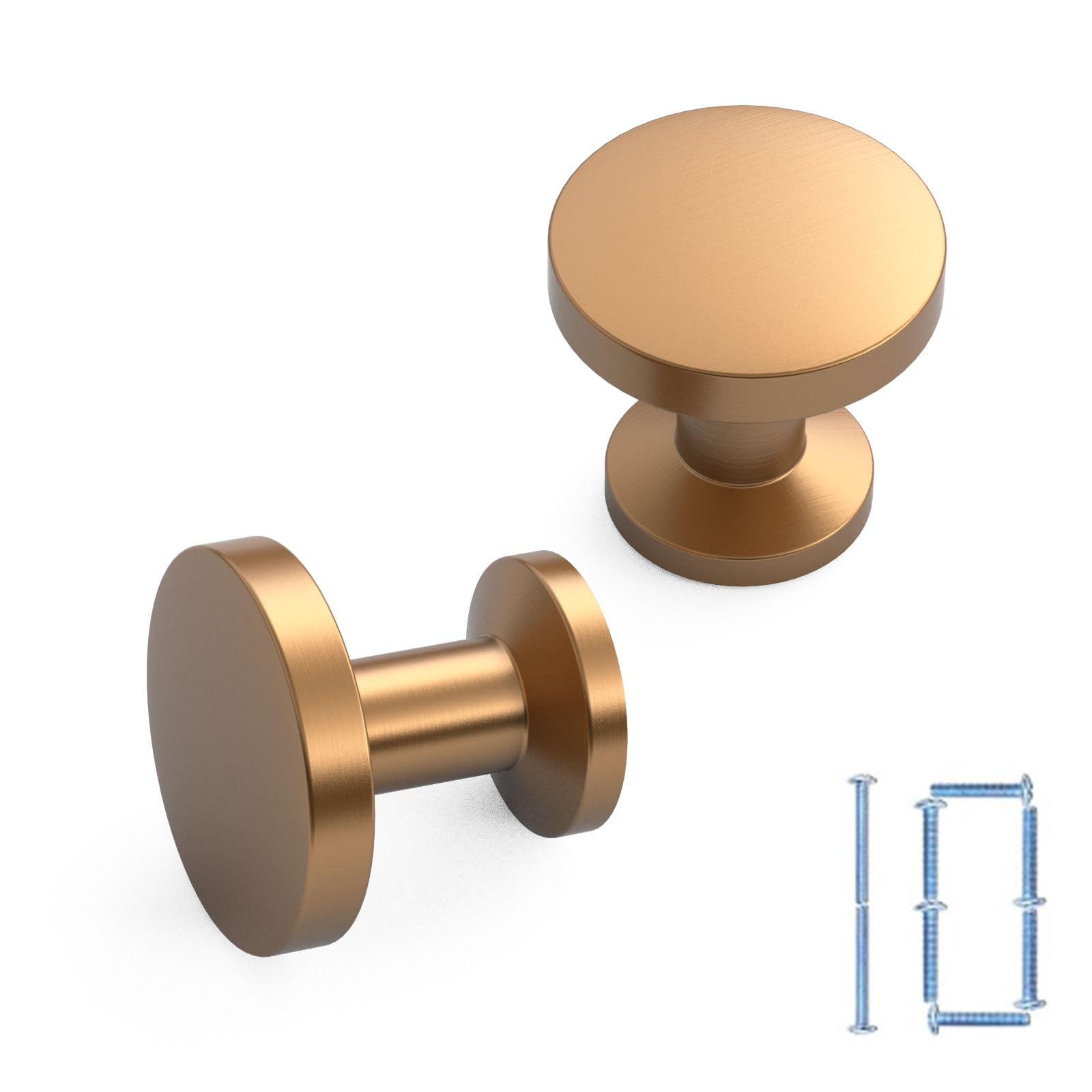FILTA Champagne Bronze Cabinet Knobs,10 Pack Single Hole Drawer Pulls Round Kitchen Cabinet Handles,Stylish Drawer Knobs Dresser Pulls for Bathroom