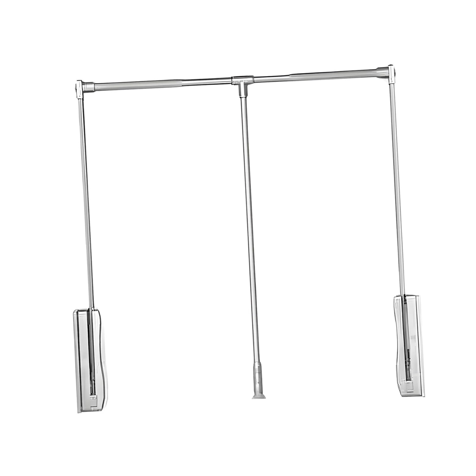 GTHTUHFD Double Buffering Clothes Hanger Rods,Pull Down Wardrobe Rail, Support Weight 15Kg,For Cloakroom Cupboard Silver-W-550-700mm