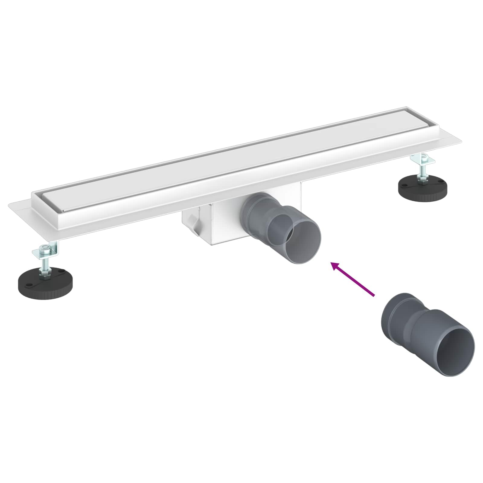 vidaXL Drenaggio Doccia 2 in 1 Argento 60 cm Acciaio Inox 304, Stile per Il Bagno, Scarico Doccia Moderno, Soluzione idraulica, Accessori per Il Controllo dell'Acqua