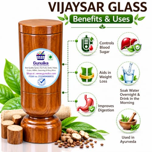 Image of Vijaysar Wood Glass for Diabetes | Ayurvedic Wooden Tumbler| Sugar Vijayasar Wood | Vijaysar Ki Lakdi Ka Glass | Vijaysar Herbal Tumbler | Bija Mug