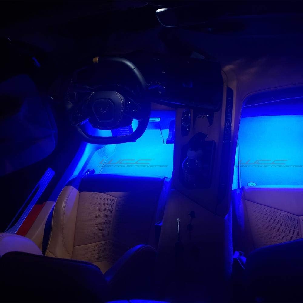 C8 Corvette Complete Interior LED Lighting Kit - Footwell & Front and Rear Trunk LEDs (Blue)