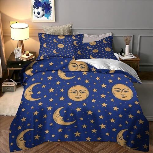 Housse de couette lune et soleil microfibre ultra douce parure de lit résistante - 6