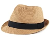 Fedora Straw Sun Hat Short Brim Roll Up Trilby Hats Panama Beach Cap Packable Summer Hat for Women (Khaki)