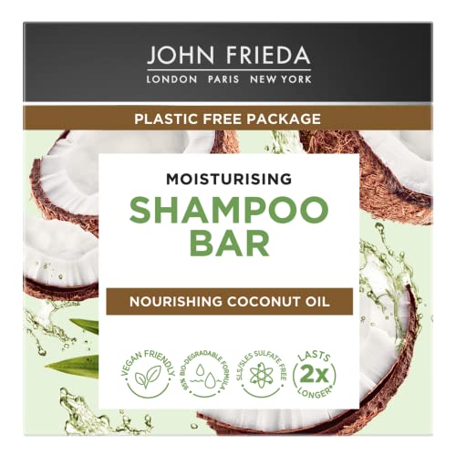 John Frieda Barra de champú hidratante de 75 g, barra de champú vegana para cabello seco, sin sulfatos, barra de champú hidratante