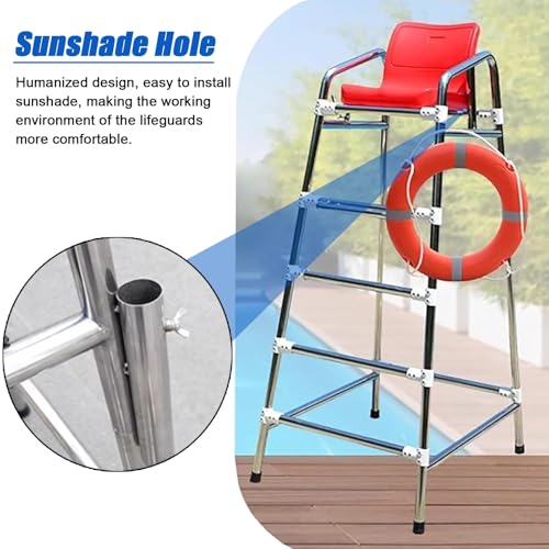Silla salvavidas piscina acero inoxidable 190 cm roja miniatura 6