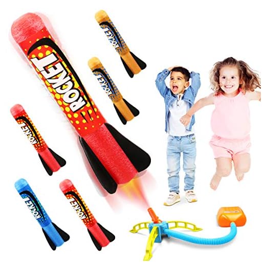 Duckura Jump Rocket Launchers for Kids, Outdoor Play with 3 Foam Rockets, Outside Activities Games Camping Toys Birthday Gifts for Boys Girls Toddlers Ages 3 4 5 6 and up