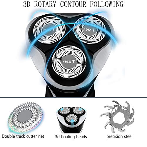 MAX-T Rasierer Herren Elektrisch Nass und Trocken, 3D ProSkin IPX7 Wasserdicht Elektrorasierer mit Pop-up Präzisionstrimmer, Wiederaufladbarer und Kabelloser Elektrischer Rasierer. - Image 3