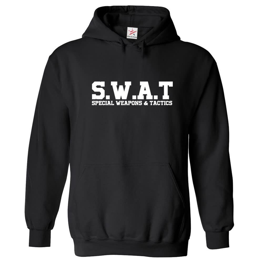 Stars and Stripes S.W.A.T Special Weapons & Tactics Classic Unisex Kids Pullover Hoodie (XS, Black, 12_13 Years)