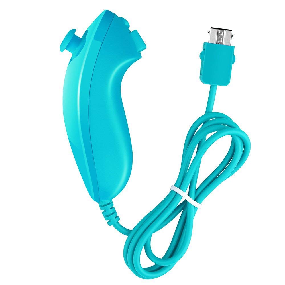 YiYunTE Télécommande Motion Plus 2 en 1 pour Wii et Wii U avec Nunchuk - Étui en Silicone et Bracelet Inclus - Bleu Clair