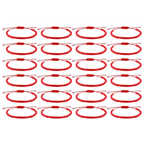 Yolev 24 Piezas Pulsera Roja de Cuerda Pulsera de Amuleto de Protección de Cuerda Roja Pulseras de la Amistad Hecha a Mano Nudo Kabbalah Lucky Pulsera Roja 7 Nudos Mal de Ojo para Mujer Hombre