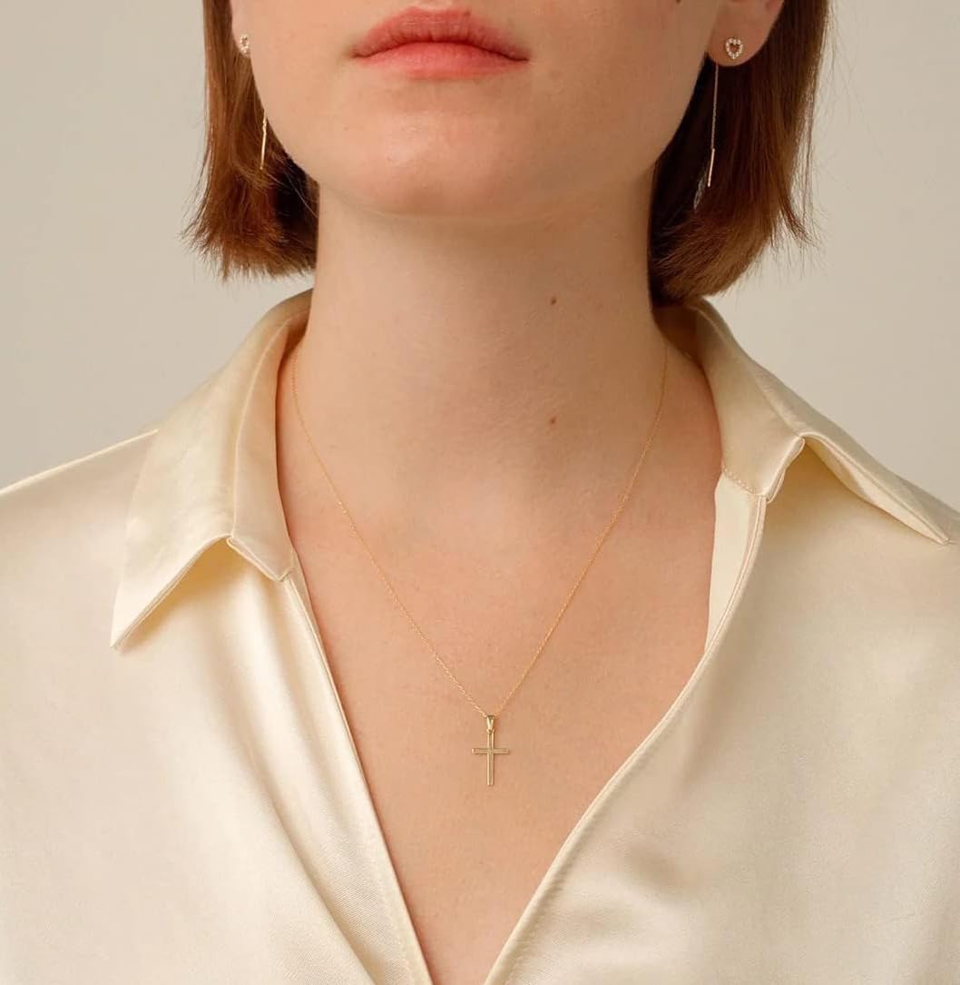 Cross Necklace for Women, 14K Gold Plated/Silver Chain Necklace Layered Dainty Sideways Cross Pendant Choker Necklace Simple Cute Jewelry for Women Christmas Day Gifts - Image 4
