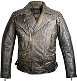 MDM Motorrad Herren Lederjacke mit Protektoren, Rindsleder, schwarz (Gr. XL)