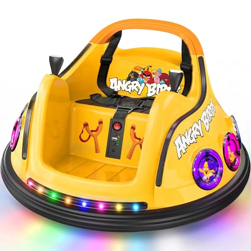 Image of ANPABO 12V Bumper Car for Kids, w /Remote Control, 360 Spin, Yellow