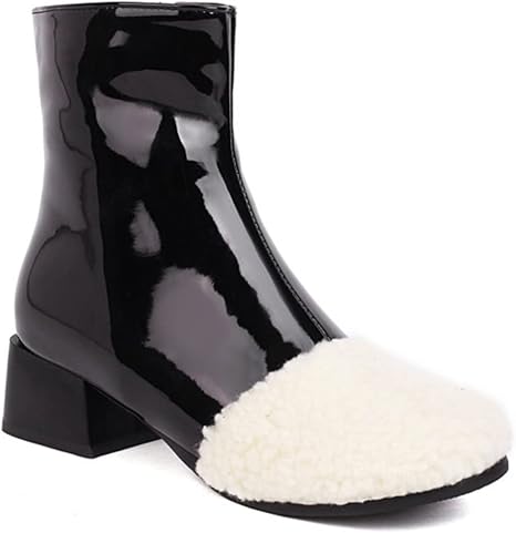 Amazon.com: GDYJP Botas de charol de moda para mujer, diseño de patchwork,  para fiesta en la calle, para mujer, zapatos de tacón cuadrado bajo, con  cremallera lateral (color: B, tamaño: 7) :