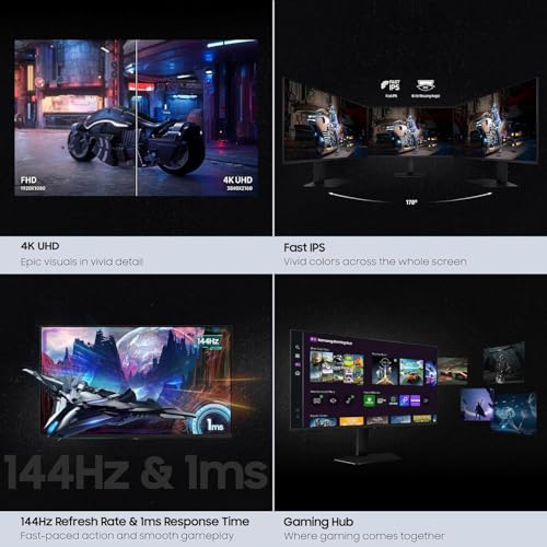 Image of Samsung 27 inch Odyssey 4K 144Hz 1ms Fast IPS Smart Gaming Monitor | G-Sync & FreeSync Premium, HDR400, AI 4K Upscaling | Gaming Hub, Smart TV, Ergonomic Stand
