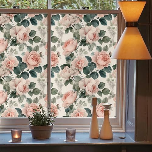 Vinilo Decorativo Verde Rosa Floral 15.7x118 pulgadas miniatura 3