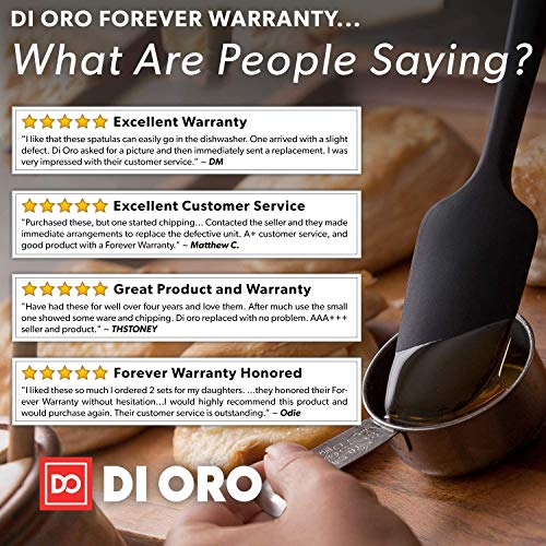 DI ORO Seamless Series 4-Piece Silicone Spatula Set - 600°F Heat-Resistant Pro-Grade Rubber Spatulas - Spoonula, Large Spatula, Small/Mini Spatula, and Jar Spatula - Kitchen Utensil Set (Black)