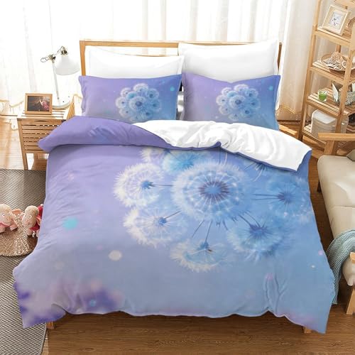 Housse de couette microfibre impression 3D fleur bleue 260x220cm - 2