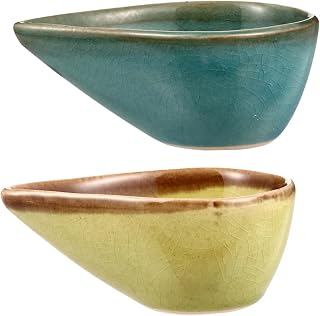 Beaupretty 2 Piezas Platos de Cerámica para Aceites Esenciales Bowls Aromáticos para Salones de Decoración Retro y de Color Verde y Azul Cerámica Duradera y