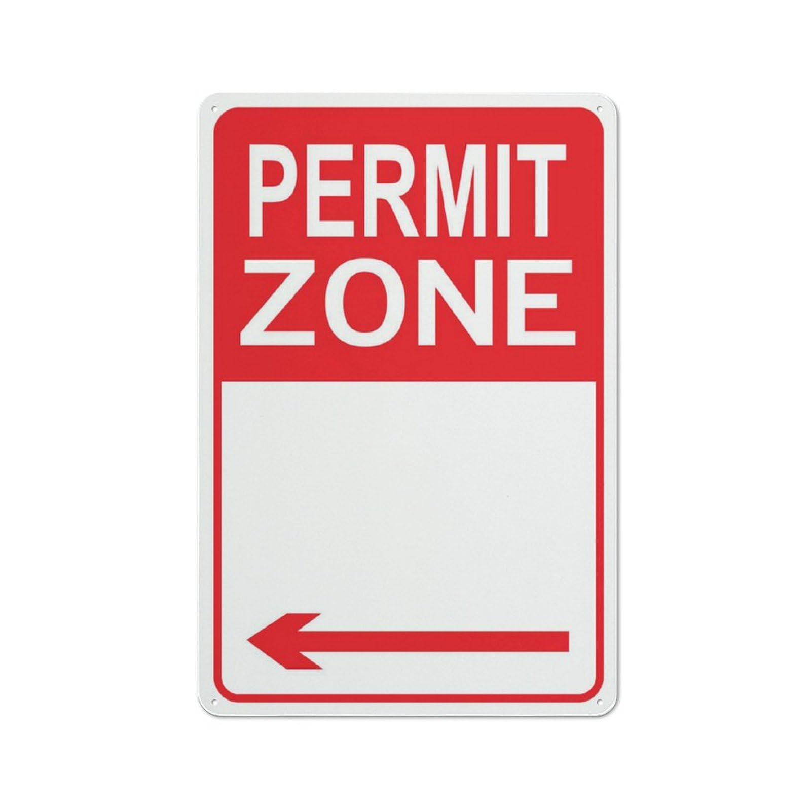 Permit Zone Left Sign Warning Tin Sign Home Kitchen Farm Garden Garage Wall Decor 12X8Inch