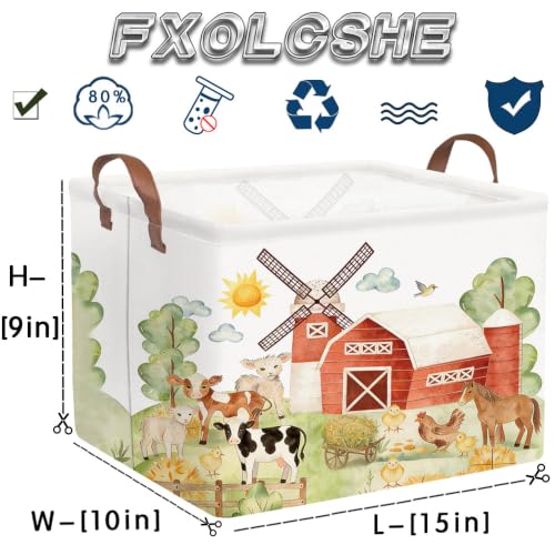 Image of FXOLCSHE Farm Basket,Nursery Hamper,Waterproof folding laundry basket,Horse Gift Baskets,Baby Laundry Hamper,Kids Room decor(Farm)