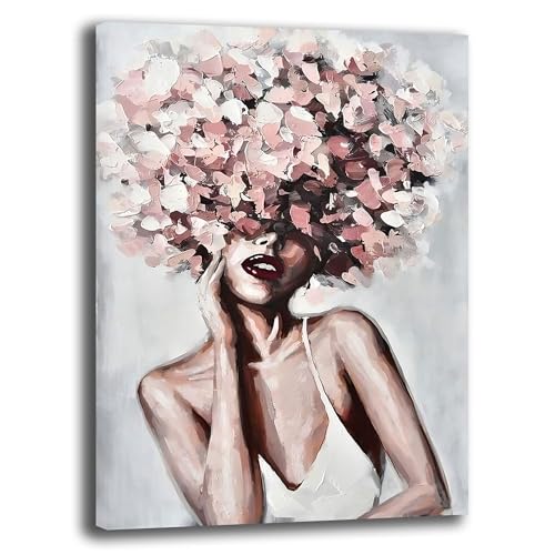 Printerland Quadro Soggiorno Moderno Astratto Donna con Fiori Quadri moderni di tela da Parete XXL grande Stampa su tela canvas Camera da letto Decorazione Murale muro Arredo Cucina (30x40 cm, 2)