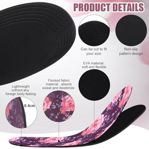 Image of 3 Pairs No Show Socks Sockless Shoe Liner Washable Barefoot Shoe Insoles No Slipping Inserts (Charming Style)