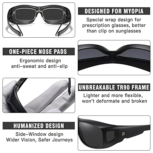 DUCO Fit Over Sunglasses Wraparound Sunglasses for Men Women Polarized Wear Over Sun Glasses UV Protection DC89654