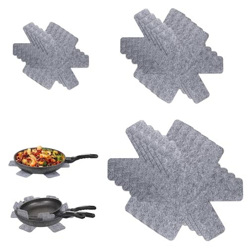 Salvamanteles de Tela no Tejidas, Protector de Olla, Separador para Sartenes，Protector para Utensilios de Cocina，3 Tamaños，15 Piezas Material de Fieltro，Protección contra Arañazos y Daños Reutilizable