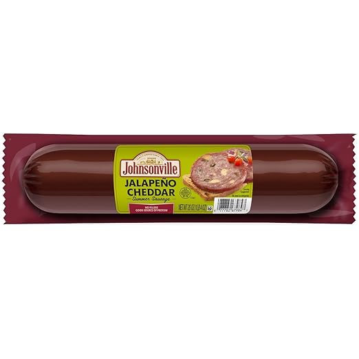 Johnsonville Jalapeno Cheddar Summer Sausage 1/20oz, Good Source of Protein, Great for Charcuterie and Cheese Boards