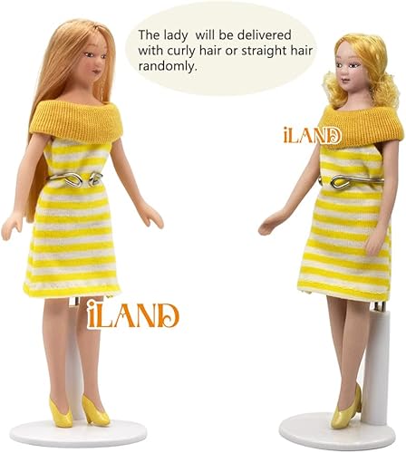 Miniatura 2 de iland Casa de muñecas Gente escala 1/12, muñeca familiar de casa de muñecas incluye mamá, papá, niña, niño, bebé (familia moderna, 5 piezas)