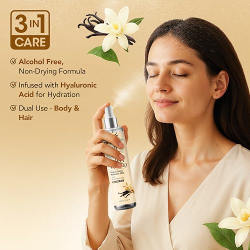 Botanic Hearth Velvet Vanilla Hair Spray & Body Perfume Mist 100 ml | With Hyaluronic Acid Alcohol-Free Formula Long-Lasting Vanilla Fragrance Leave-in Spray | For Women & Men - Image 4