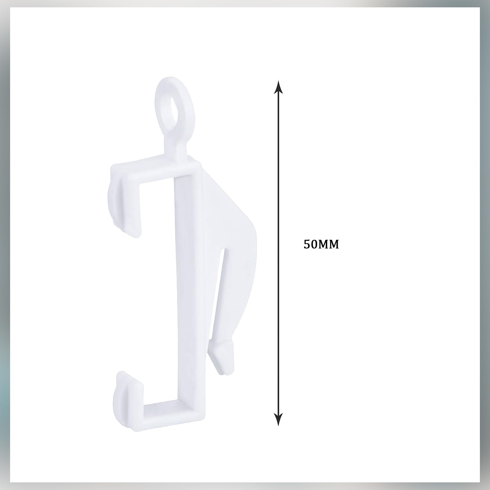 kuou 100 PCS Curtain Hooks, White Plastic Curtain Track Hook Gliders Rail Sliding for Track Window Shower - Image 4
