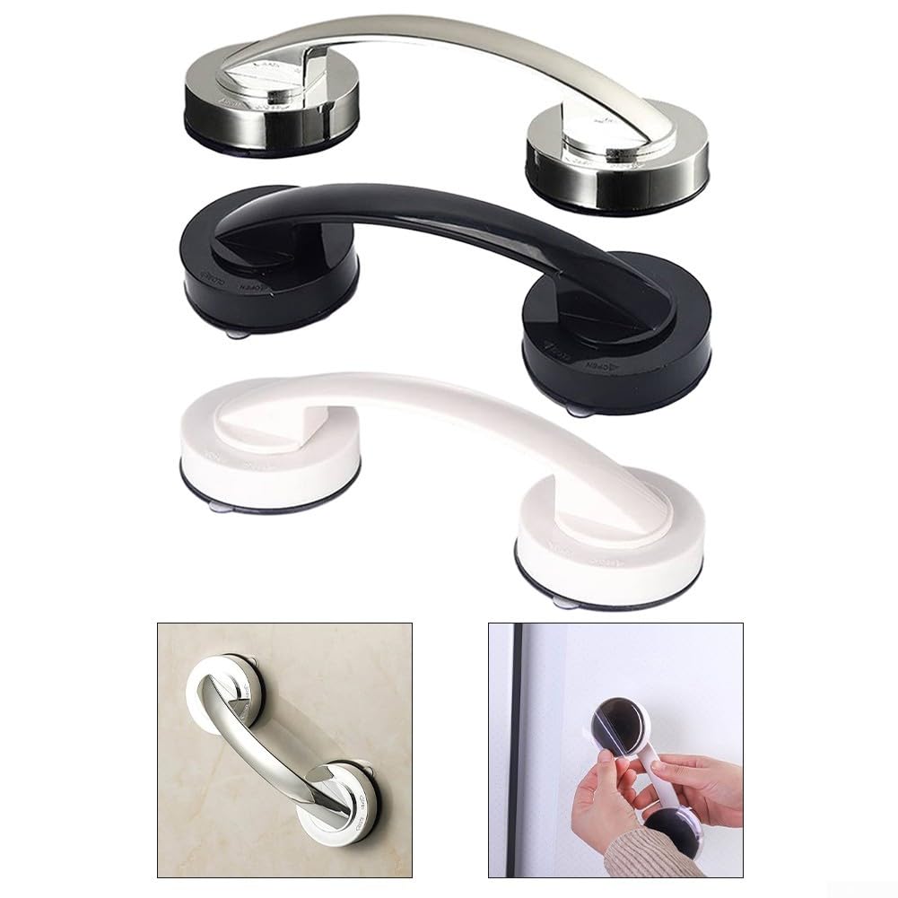Maniglia a ventosa per bagno e cucina con installazione senza trapano, blocco di sicurezza, adatto per legno verniciato, vetro e piastrelle, supporta una capacità di carico di 5 kg