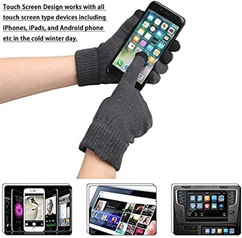 TRUFLAIR Winter Thick Fleece Lined Beanie Woolen Cap Hat, Neck Scarf and Touchscreen Gloves Set Cap for Men Women(3 Set) Grey 1