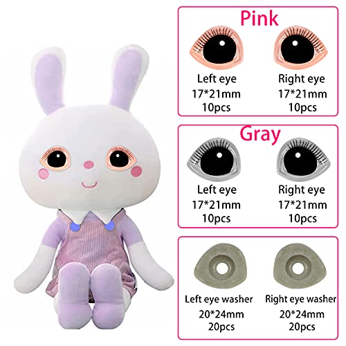 TOAOB 40 Set Occhi di Sicurezza Rosa e Grigio