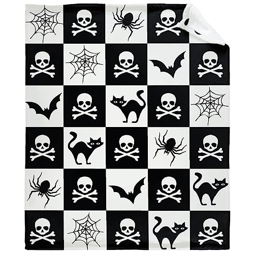 Image of SUPERICH Halloween Black Cat Skull Baby Blanket Gifts Super Soft Swaddle Newborn Cozy Baby Receiving Blanket Stroller Throw Blanket for Crib 40x30 XSmall for Puppy