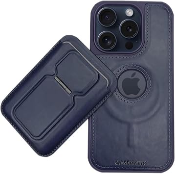 Casematic Manyetik Deri C zdan K l f iPhone 14 Pro Max i in, Lacivert, MagSafe Uyumlu, L ks Koruyucu Telefon K l f