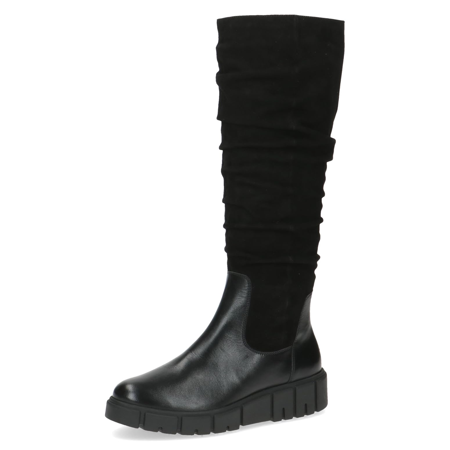 Caprice Women's high boots without heel Airmotion made of leather Platform Width G, Black (Black Comb), 4 UK