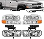 EPIC LIGHTING OE Fitment Replacement Headlights Signal Marker Lights Fog Lights Compatible with 1999-2002 Silverado Classic 2000-2006 Suburban Tahoe [ 6-Piece ] Combo Set