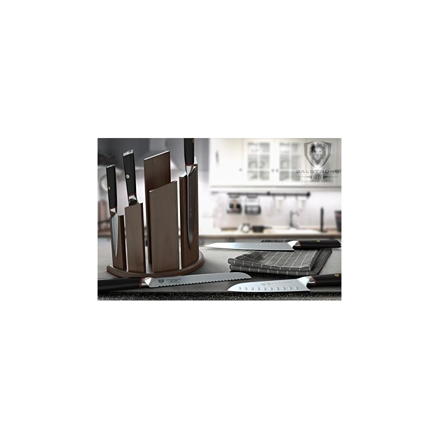 DALSTRONG Knife Block Set - 6-Piece - Magnetic Knife Stand - Phantom Series - Japanese High-Carbon AUS8 Steel - Knife Kitchen Set - Pakkawood Handle