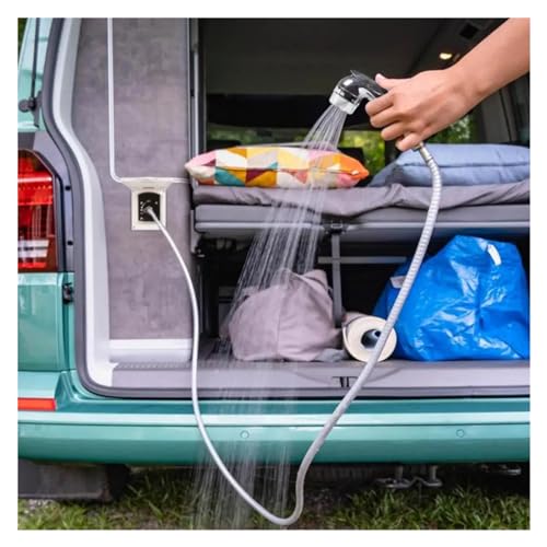 Douche extérieure pour caravane et camping-car avec valve réglable blanche