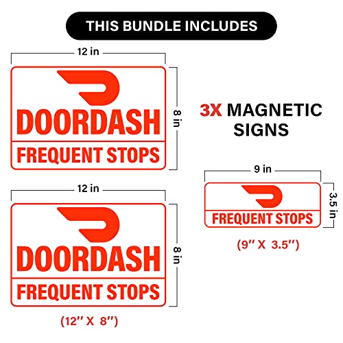 Image of (3 Pack) Heavy Duty Doordash Car Magnets Door Signs for Delivery Drivers, Dashers Accessories (White Background)