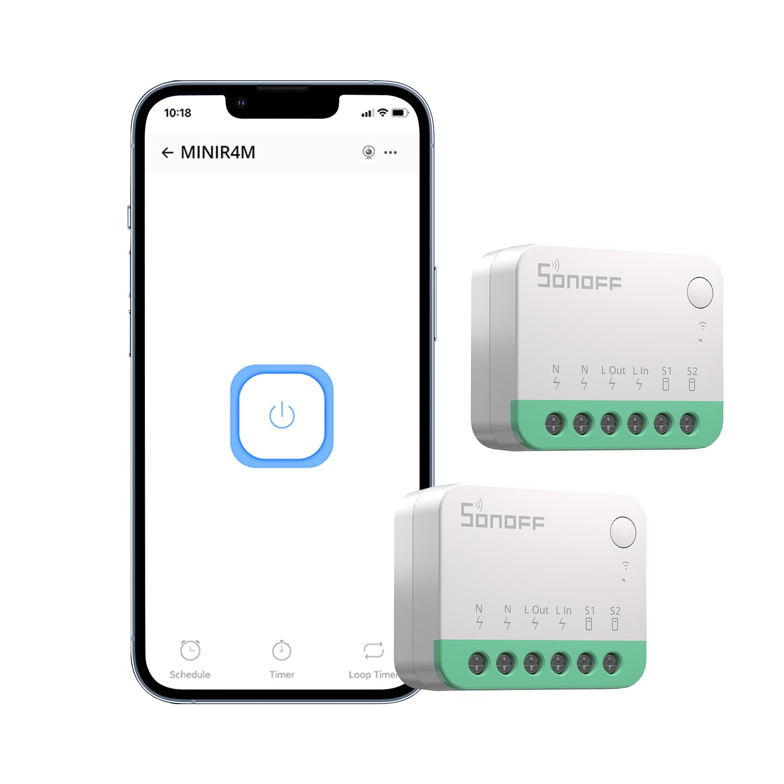 SONOFF Matter Interruptor WiFi Inteligente, DIY Rele WiFi, Funciona con Apple Home, Alexa, Google Home, 2 PACK, Requiere Neutral
