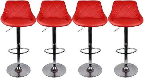 Juego de 4 taburetes de bar, 360 grados, giratorios, de piel sintética, altura ajustable, con estilo de celosía oblicua, adecuado para cocina, cama,