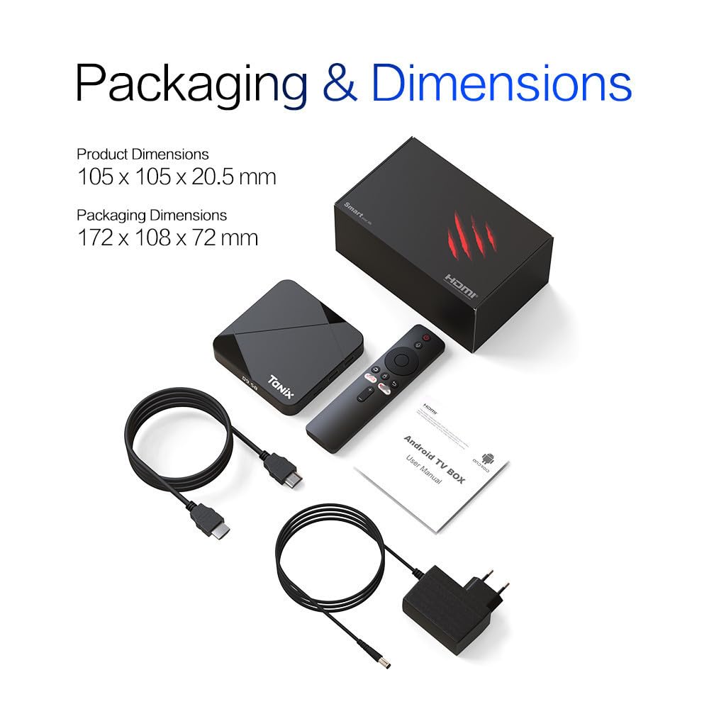 Android TV Box 14.0, scatola con tastiera wireless, scatola Android con amlogic S905W5 Quad Core 64 bit CPU, AV1 4K 3D USB 3.0 BT 4.2 TV Box,4GB+32GB