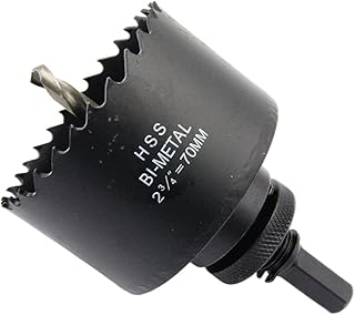 2.7 inch Hole Saw, LAIWEI 70mm Hole Cutter with A2 Heavy Duty Mandrel, 4341 Drill Bit,Cutting Depth 38mm,for Drilling Holes in Wood, Aluminium Profiles, PVC and Metal Pipes（2-3/4"