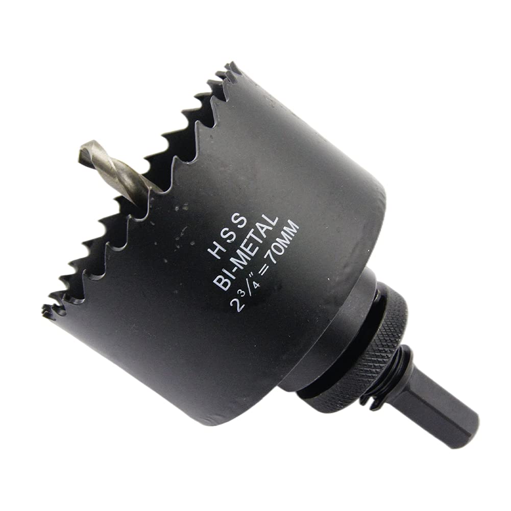 2.7 inch Hole Saw, LAIWEI 70mm Hole Cutter with A2 Heavy Duty Mandrel, 4341 Drill Bit,Cutting depth 38mm,For drilling holes in wood, aluminium profiles, PVC and metal pipes（2-3/4") — image 1